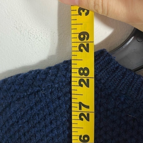 J.Crew Wool Skirt Tail Sweater Small Blue White - Picture 6 of 8